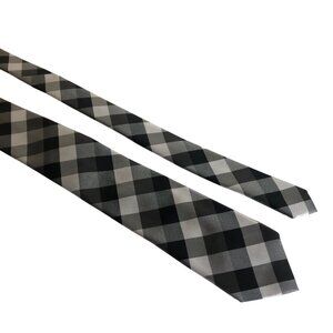 Apt 9 Tie Black White Gray Checkered Mens Slim Necktie Office Work Dad Gift